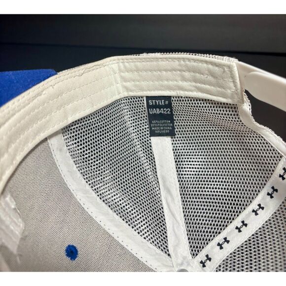 Under Armour Mesh Trucker Hat – Barbell “M” Logo Adjustable – Blue & White OSFM - Picture 5 of 6